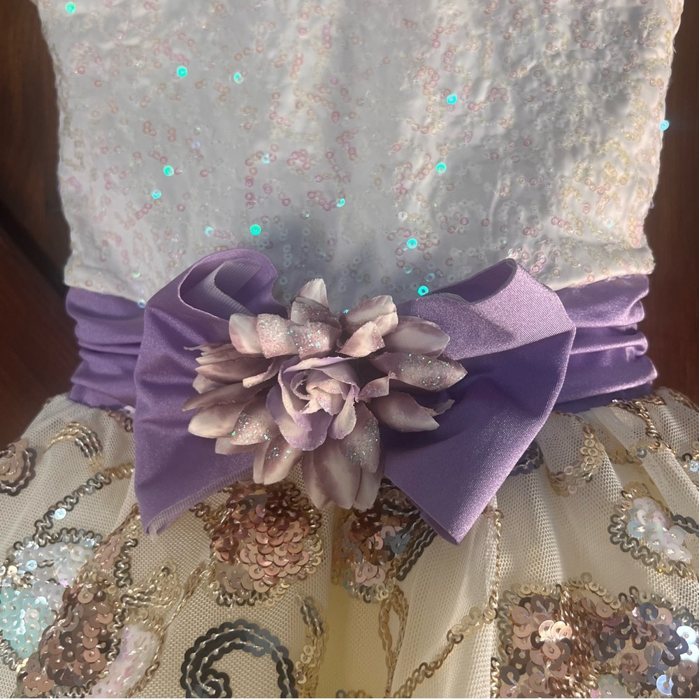 Weissman Dance Tutu Costume Girls SC Cream and Purple Floral Dress Leotard - Picture 4 of 5